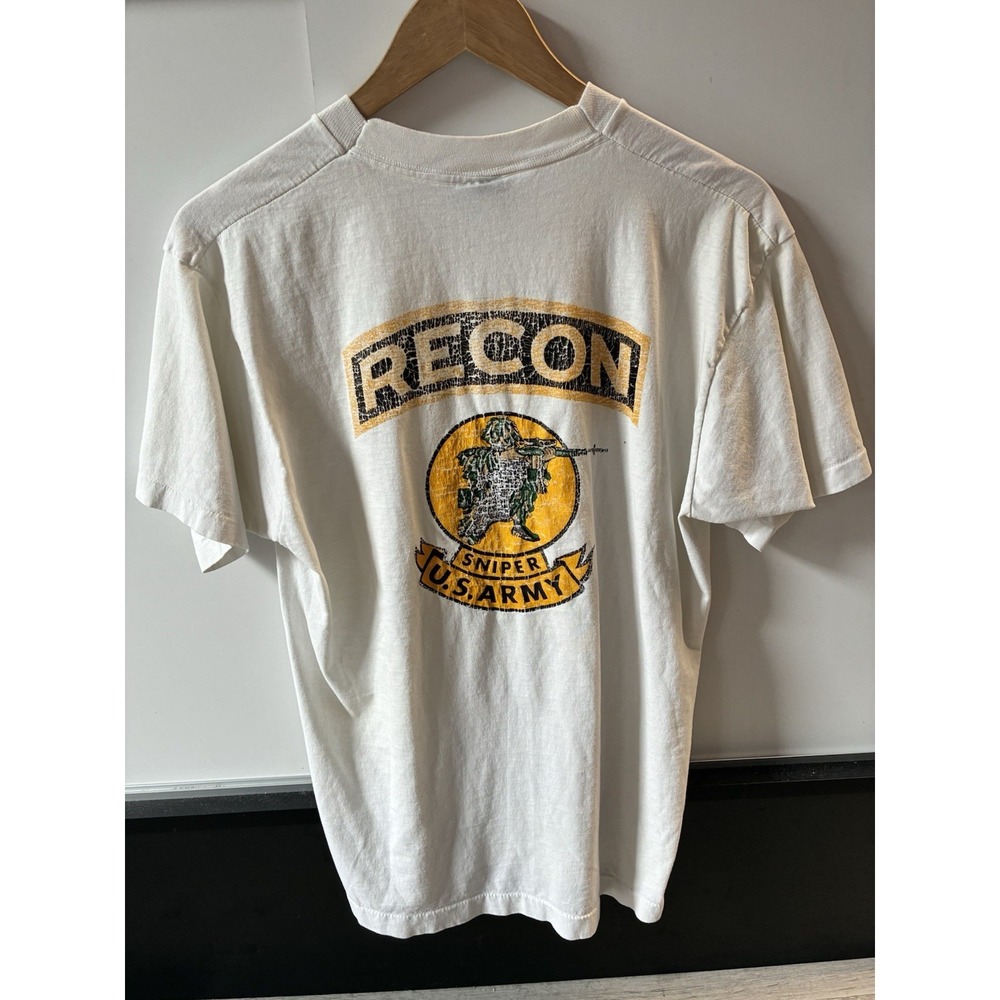 Vintage 90s Recon Sniper U.S. Army Double Sided Single Stitch T Shirt Size Large